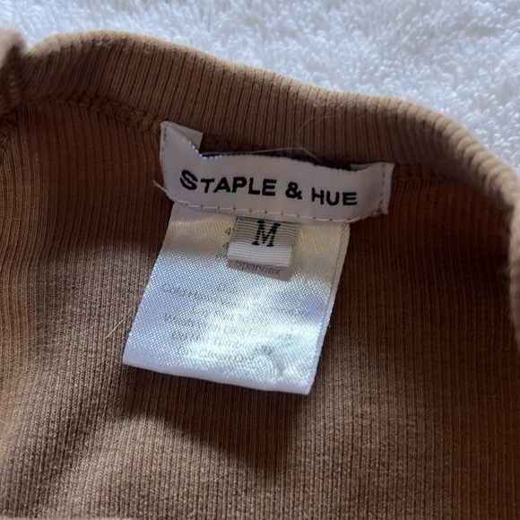 Staple and Hue mocha racer raw edge tan top size medium - Picture 6 of 8